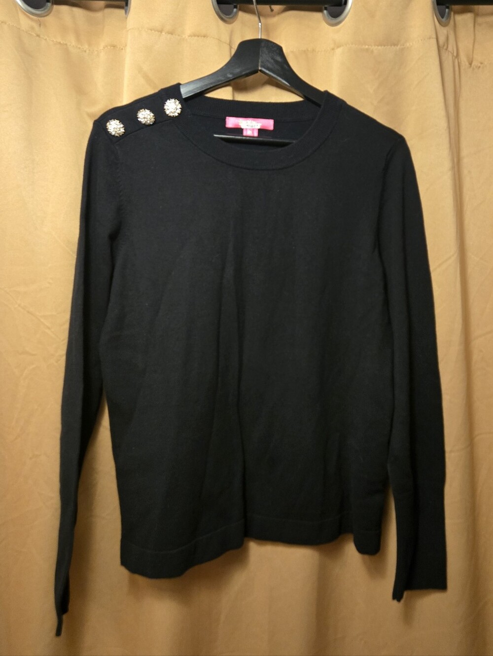 Lilly Pulitzer Black Sweater With Embellished Shoulder - Medium